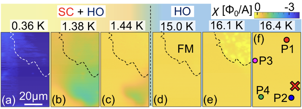 Susceptometry scan on URu$_2$Si$_2$. Reprinted figure from [1]. Copyright 2021, by American Physical Society.