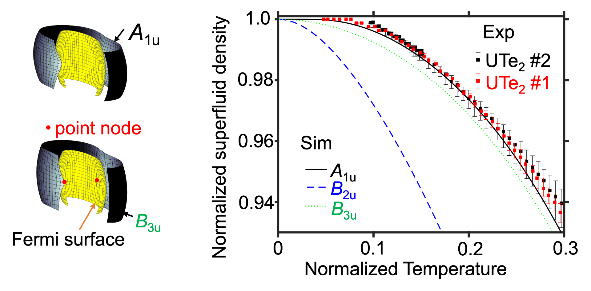 The low temperature superfluid density in UTe$_2$, locally measured at homogeneous regions, is consistent with simulation models of highly-anisotropic full gap $A_{1u}$ or two point-nodes along $a$-axis $B_{3u}$ in a quasi-2D Fermi surface. [2]